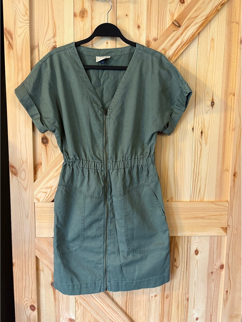 Universal Thread Green Utility Zip-Front Dress XS
